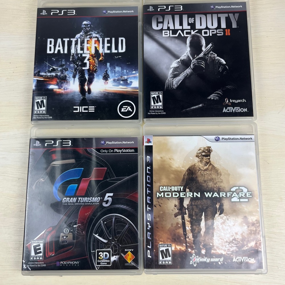 PS3 Game Lot Call of Duty Black Ops II Modern Warfare 2 Battlefield 3 GT5 Bundle